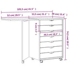 Mobiletto con ruote Bianco Legno massello di pino, Legno multistrato, Plastica