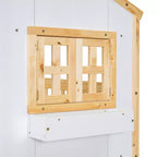 Letto a Castello con Struttura a Casetta, con Finestre e Porte, in Legno Bianco, con Scaletta di Sicurezza e Sponde Protettive