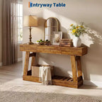 60''Farmhouse Narrow Console Table with Drawer,Wooden Sofa Side Table with Bottom Storage Shelf, for Living Room, Hallway, Behind Couch