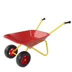 AEELLEEA Children's Metal Wheelbarrow, 33LBS Kids Garden Cart, Heavy Duty Steel Tray Yard Utility Cart for Leaves Soil Sand Outdoor Gardening Tool