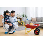 Carriola in metallo per bambini, carretto da giardino per bambini da 15 kg, carretto multiuso da cantiere con vassoio in acciaio resistente per foglie, terra, sabbia, attrezzo da giardinaggio per esterni