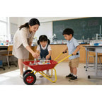 Carriola in metallo per bambini, carretto da giardino per bambini da 15 kg, carretto multiuso da cantiere con vassoio in acciaio resistente per foglie, terra, sabbia, attrezzo da giardinaggio per esterni