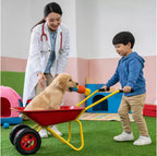 Carriola in metallo per bambini, carretto da giardino per bambini da 15 kg, carretto multiuso da cantiere con vassoio in acciaio resistente per foglie, terra, sabbia, attrezzo da giardinaggio per esterni