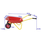 Carriola in metallo per bambini, carretto da giardino per bambini da 15 kg, carretto multiuso da cantiere con vassoio in acciaio resistente per foglie, terra, sabbia, attrezzo da giardinaggio per esterni