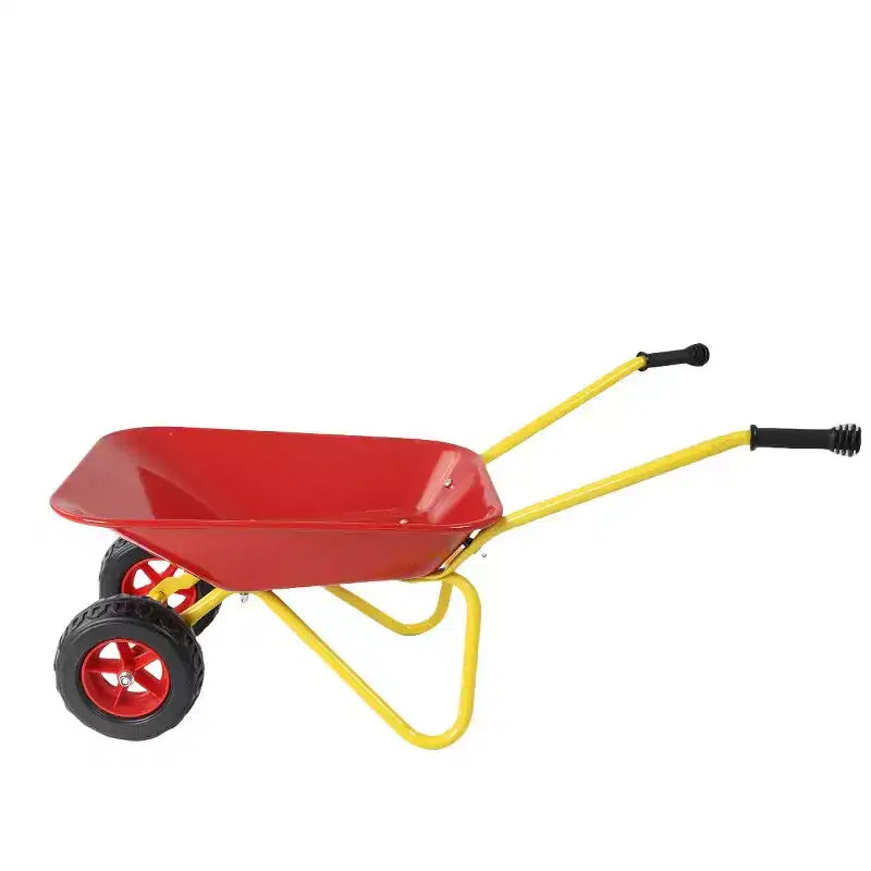 Carriola in metallo per bambini, carretto da giardino per bambini da 15 kg, carretto multiuso da cantiere con vassoio in acciaio resistente per foglie, terra, sabbia, attrezzo da giardinaggio per esterni