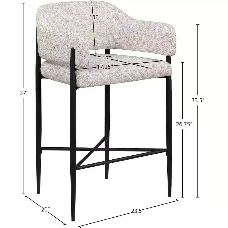 Sgabello da bancone rivestito in tessuto Dame