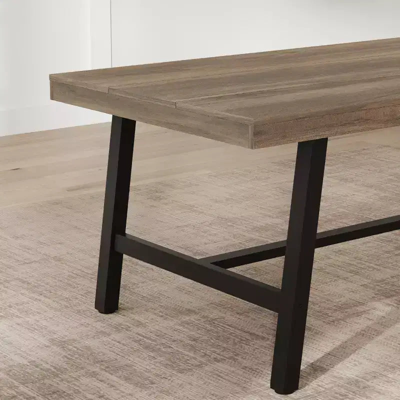 Tavolo da pranzo da 70,9 pollici per 6-8 persone, grande tavolo rettangolare industriale con piano in legno e gambe in metallo per sala da pranzo e cucina, grigio