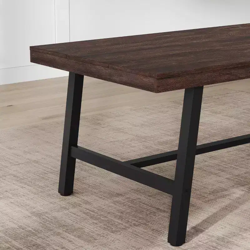 Tavolo da pranzo da 70,9 pollici per 6-8 persone, grande tavolo rettangolare industriale con piano in legno e gambe in metallo per sala da pranzo e cucina, grigio