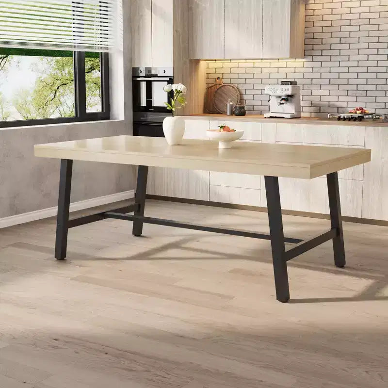 Tavolo da pranzo da 70,9 pollici per 6-8 persone, grande tavolo rettangolare industriale con piano in legno e gambe in metallo per sala da pranzo e cucina, grigio