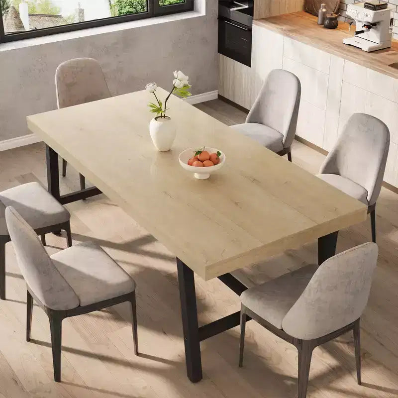 Tavolo da pranzo da 70,9 pollici per 6-8 persone, grande tavolo rettangolare industriale con piano in legno e gambe in metallo per sala da pranzo e cucina, grigio