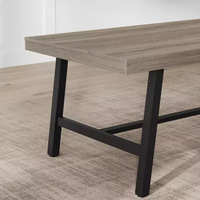 Tavolo da pranzo da 70,9 pollici per 6-8 persone, grande tavolo rettangolare industriale con piano in legno e gambe in metallo per sala da pranzo e cucina, grigio