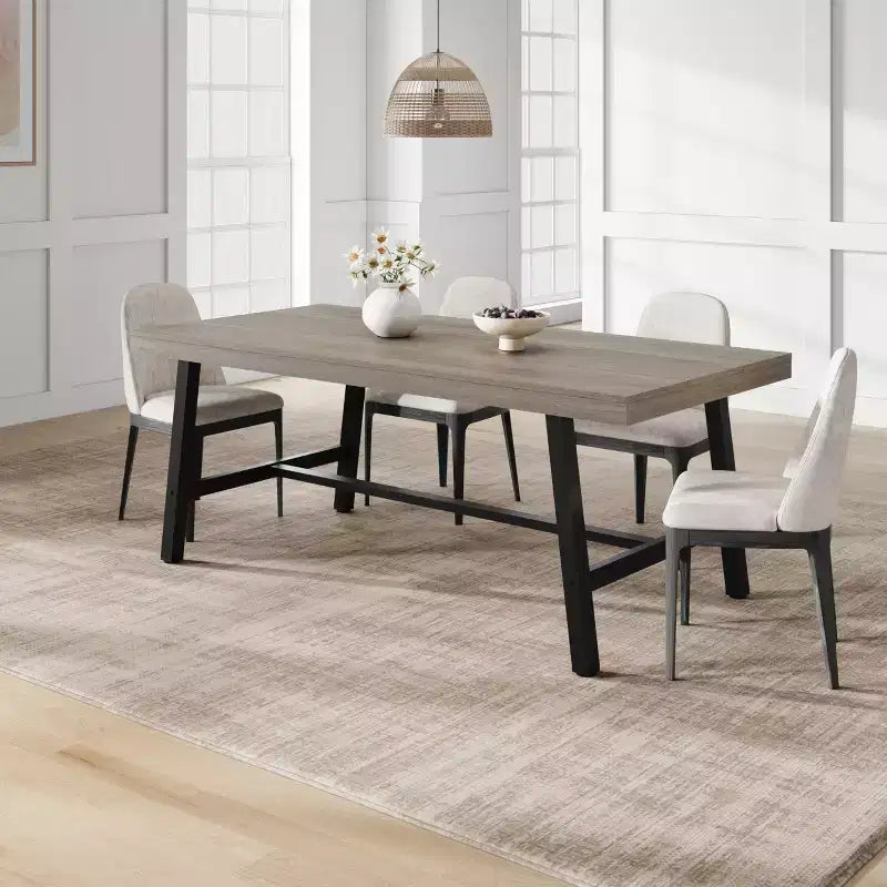 Tavolo da pranzo da 70,9 pollici per 6-8 persone, grande tavolo rettangolare industriale con piano in legno e gambe in metallo per sala da pranzo e cucina, grigio