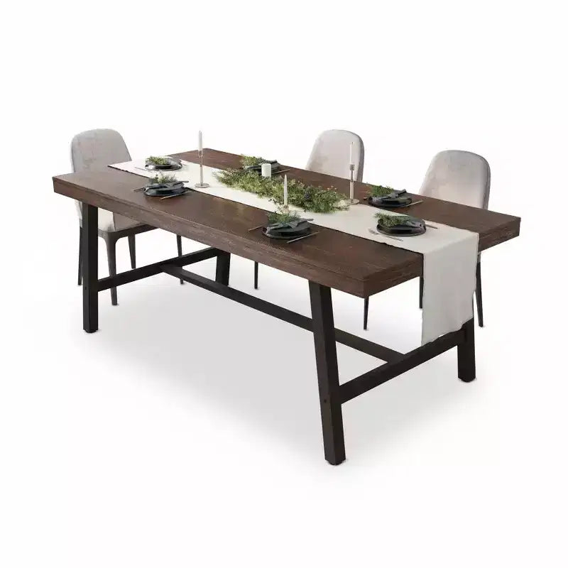Tavolo da pranzo da 70,9 pollici per 6-8 persone, grande tavolo rettangolare industriale con piano in legno e gambe in metallo per sala da pranzo e cucina, grigio