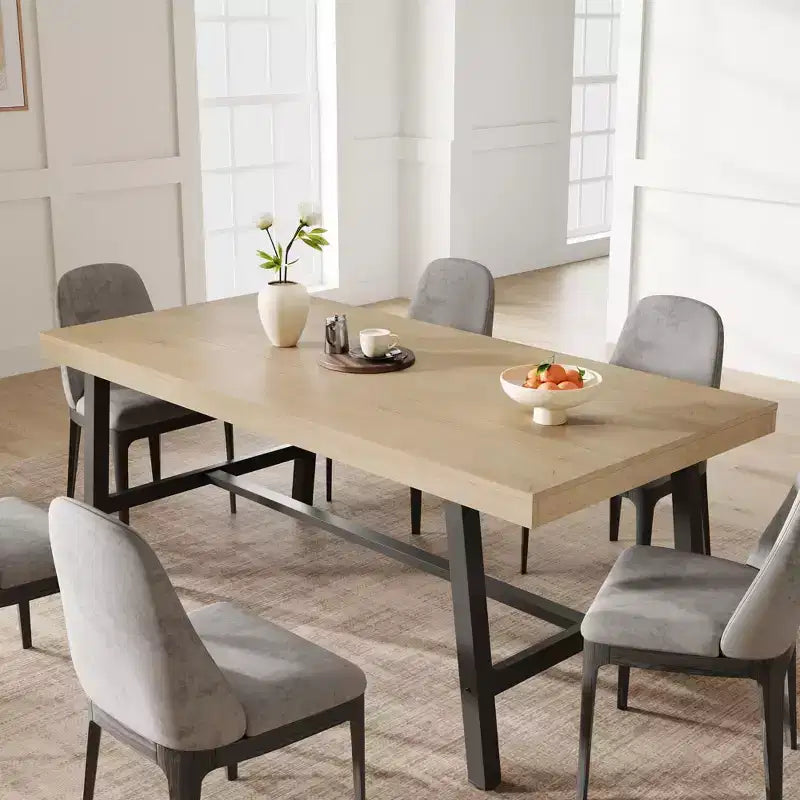 Tavolo da pranzo da 70,9 pollici per 6-8 persone, grande tavolo rettangolare industriale con piano in legno e gambe in metallo per sala da pranzo e cucina, grigio