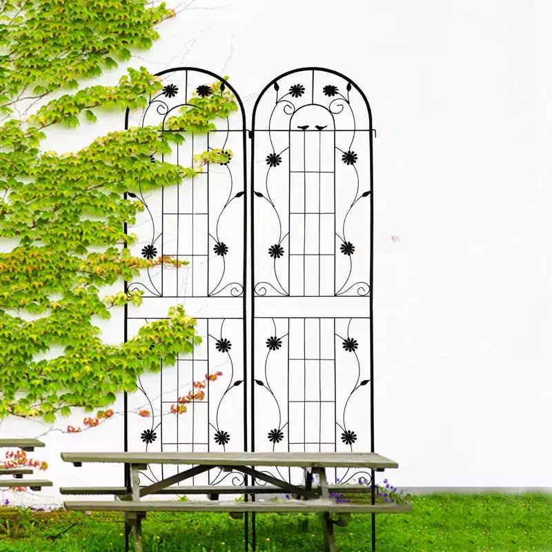 86,7 x 19,7 Graticcio da Giardino in Metallo Nero Antiruggine per Piante Rampicanti