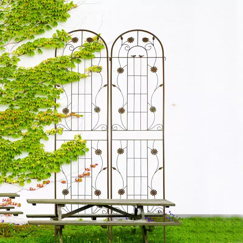 86,7 x 19,7 Graticcio da Giardino in Metallo Nero Antiruggine per Piante Rampicanti