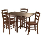 5pc Drop Leaf Dining Table Set Wood/Antique Walnut - Winsome: Ladder Back Chairs, Space-Saving Design