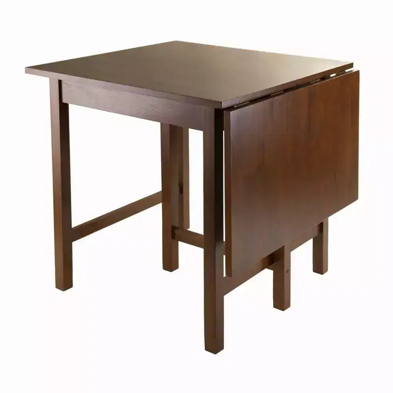 Tavolo da pranzo a ribalta con sedie a pioli, design salvaspazio, legno/noce antico