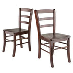 Tavolo da pranzo a ribalta con sedie a pioli, design salvaspazio, legno/noce antico