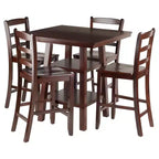 5pc Orlando 2 Shelves Counter Height Dining Sets Wood/Walnut - Winsome