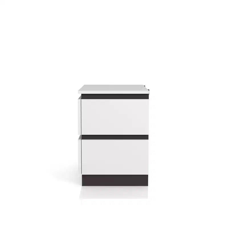 Comodino a 2 cassetti con porte USB Bianco/Grigio metallizzato