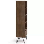 Libreria alta Saylor da 162 cm con gambe a forcina e cassetto - Design industriale, legno di acacia