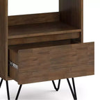 Libreria alta Saylor da 162 cm con gambe a forcina e cassetto - Design industriale, legno di acacia