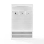 Bartlett Hall Tree Bianco - Seduta, Scarpiera, 3 Ganci Doppi