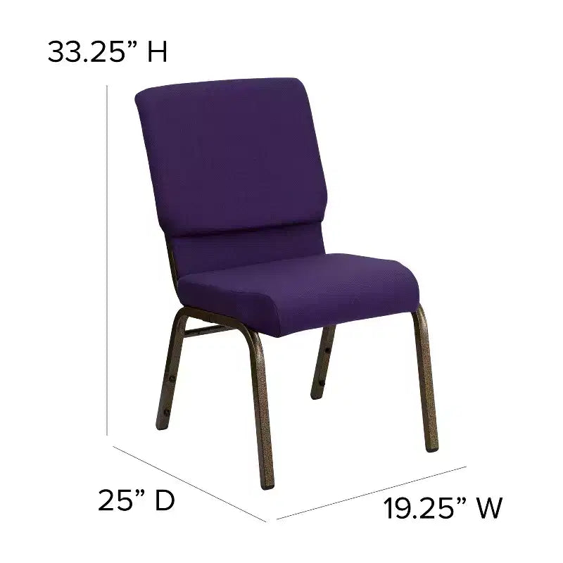Sedia impilabile da auditorium con 19 posti - tessuto viola royal/struttura venata oro