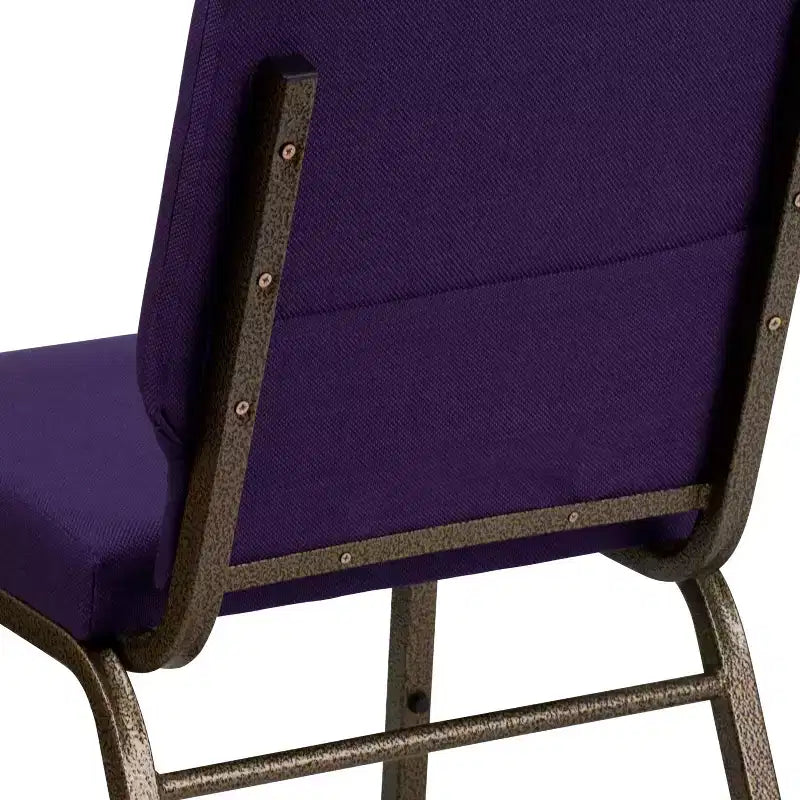 Sedia impilabile da auditorium con 19 posti - tessuto viola royal/struttura venata oro