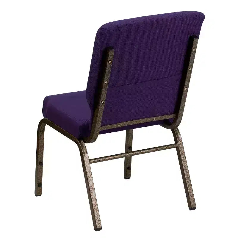 Sedia impilabile da auditorium con 19 posti - tessuto viola royal/struttura venata oro