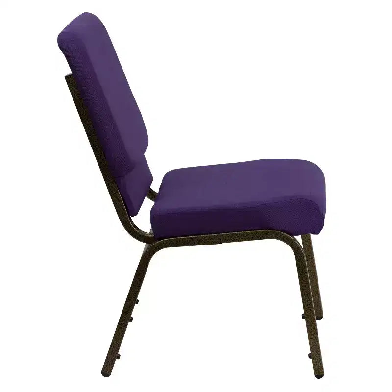 Sedia impilabile da auditorium con 19 posti - tessuto viola royal/struttura venata oro