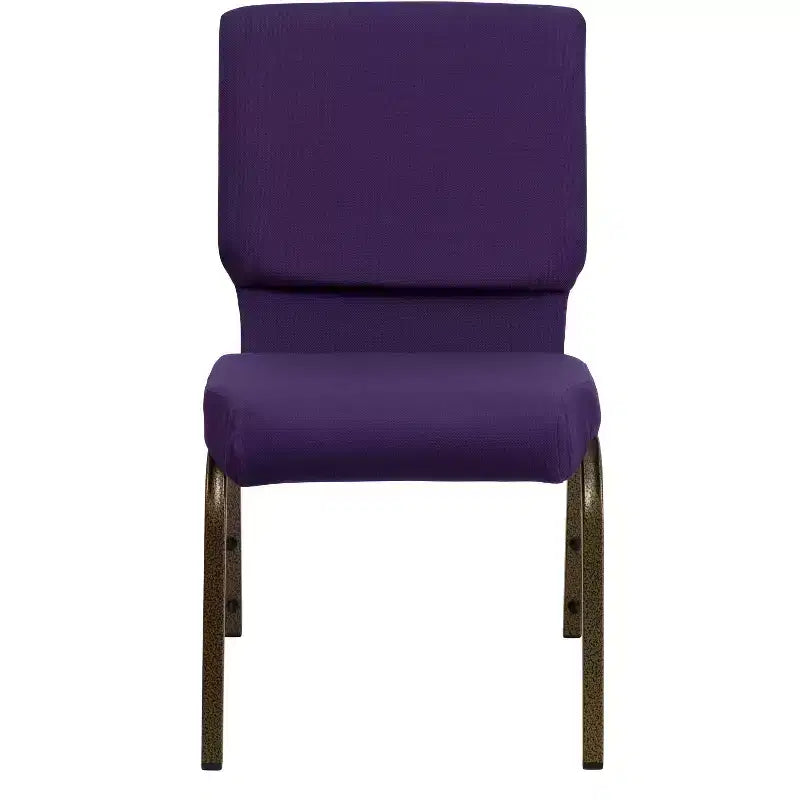 Sedia impilabile da auditorium con 19 posti - tessuto viola royal/struttura venata oro