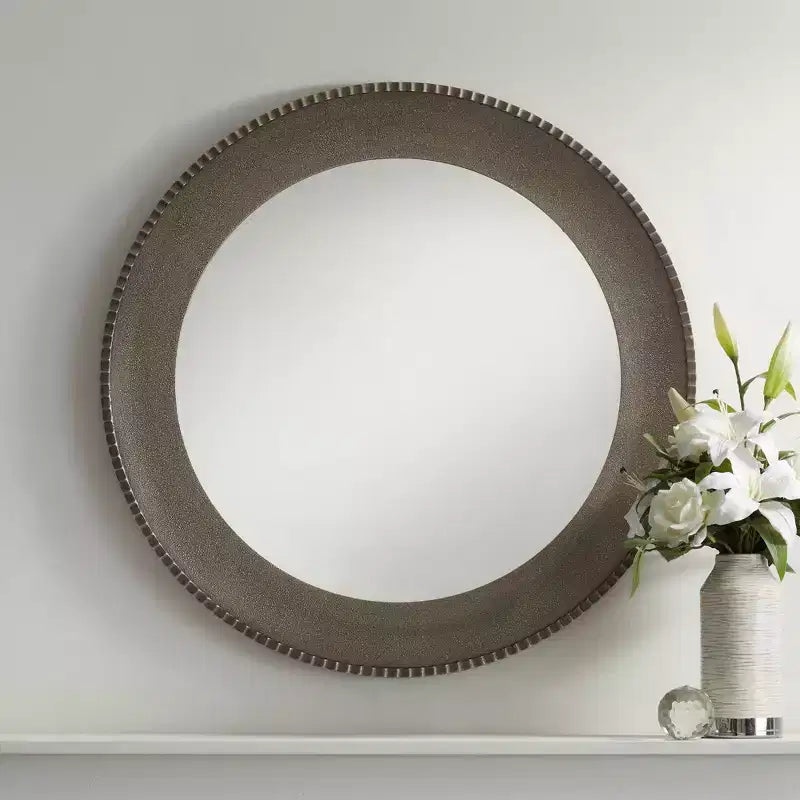 Specchio da parete rotondo Empire Matte Metallic Silver 34
