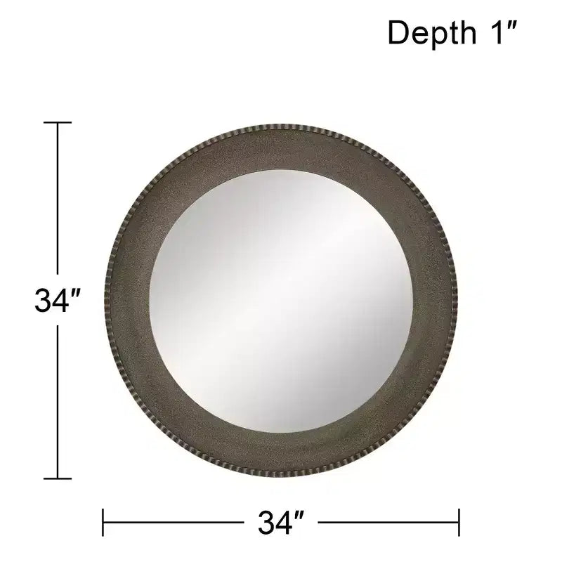 Specchio da parete rotondo Empire Matte Metallic Silver 34