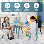 Tavolo per attività in legno per bambini con 4 sedie e blocchi da costruzione