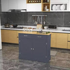 Isola da Cucina con Ruote, Mobiletto con Ripiano a Scomparsa in Legno per Colazione, Carrello da Cucina Stile Rustico con 2 Cassetti e Ripiani Regolabili, per Sala da Pranzo
