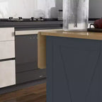 Isola da Cucina con Ruote, Mobiletto con Ripiano a Scomparsa in Legno per Colazione, Carrello da Cucina Stile Rustico con 2 Cassetti e Ripiani Regolabili, per Sala da Pranzo