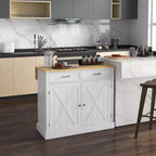 Isola da Cucina con Ruote, Mobiletto con Ripiano a Scomparsa in Legno per Colazione, Carrello da Cucina Stile Rustico con 2 Cassetti e Ripiani Regolabili, per Sala da Pranzo
